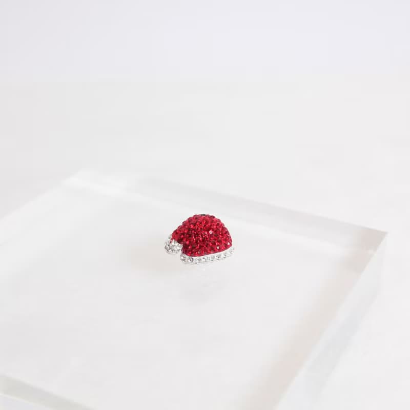 【SWS飾品】迷你聖誕帽轉珠耳環 施華洛世奇水鑽 醫療鋼 聖誕穿搭