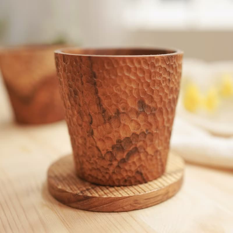 天然柚木茶杯/木杯/杯子-波點款│食用安心不上漆原木製 露營野餐