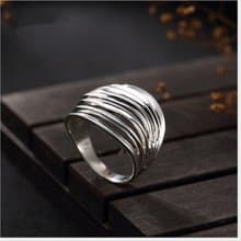 Real 925 Sterling Silver Fine Jewelry Personalized Hollow Wide Rings 7 Circles