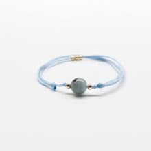 天然水晶 魔鬼海藍寶 防水蠟線手環 三月誕生石