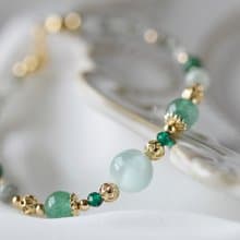 讚訟。綠海紋石 綠草莓晶 翡翠 綠尖晶 鉻雲母 天然石水晶 手鍊