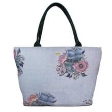 肩背托特包 大容量 / 防潑水 平織緹花 紫幽