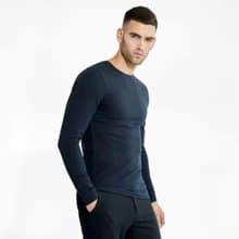 北歐極簡 - Crew-Neck 有機棉男用長袖圓領T (深藍)