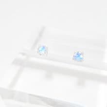 / 望月 / 頂級AAA+ 圓形藍光月光石925純銀耳環 月亮石