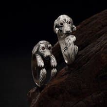Real 990 Silver Fine Jewelry Women Vintage Vulcanized Silver Open Finger Rings