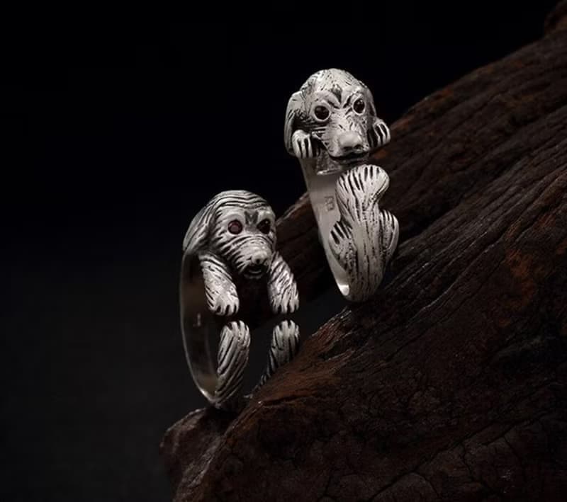 Real 990 Silver Fine Jewelry Women Vintage Vulcanized Silver Open Finger Rings