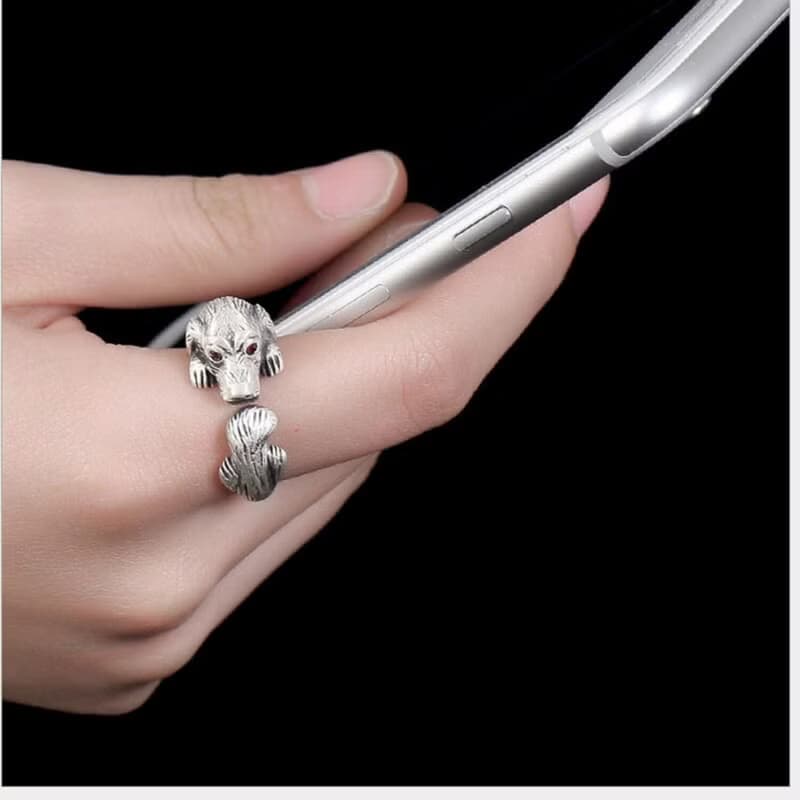 Real 990 Silver Fine Jewelry Women Vintage Vulcanized Silver Open Finger Rings