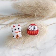 招財貓與達摩耳環