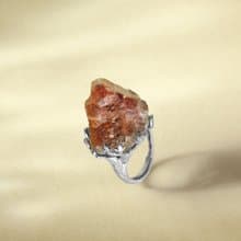 紅水晶活口戒指 隨形原石標本 晶柱塔山手工指環 S925銀 沈著冷靜