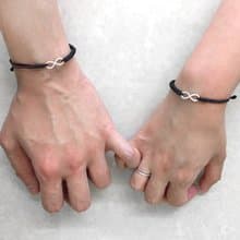浪漫情侶黑色手繩 | 銀手鍊 | 純銀手鍊|情侶手鍊 (套裝)
