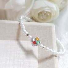 |幸運草多寶彩虹|緬甸A貨翡翠高冰放光多寶隨形純銀珍珠手串