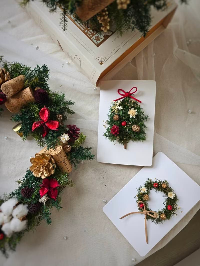 【聖誕限定】永生花手作卡 花圈款.聖誕樹款・交換禮物小物・