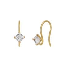 【Palette】 18K/10K 黃金白色托帕石線座耳環