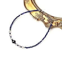 簡約小小能量系列-青金石x灰月光石x黑曜石925純銀手鍊