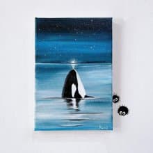 月光下的虎鯨  特別的禮物 生日禮物 手工繪製 無框畫