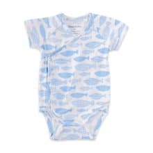 【Deux Filles有機棉】嬰兒短袖側開襟包屁衣/新生兒連身衣(小魚)