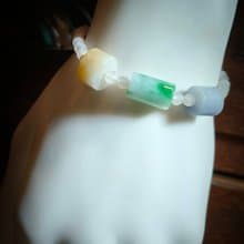 生日禮物 情人禮物 天然緬甸三彩桶珠 月光石串珠手鍊 81501