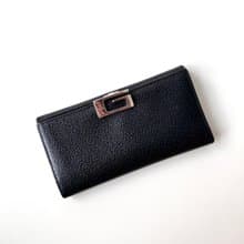 GUCCI黑色真皮經典G logo銀釦長夾F28 vintage