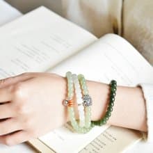 【青荷】天然和田玉青海料漸變108顆老型珠佛珠念珠手串手鏈