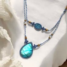 Crystoria Stone | Macrame | 南美蠟線 | 項鍊 | 拉長石+月亮石
