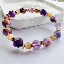 紫水晶、紫幽靈、彩髮晶天然水晶手鍊/ 招貴人、旺事業、招財運