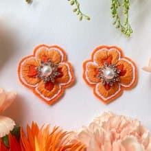 【ピアス/イヤリング/刺繍アクセサリー/オレンジ/母の日/プレゼント】bon bon Orange Lover