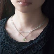 藍灰磷石純銀水晶雙鏈