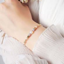 愛情 x 蛋白石 摩根石 拉長石 珍珠 藍玉髓 OT扣【午後邂逅】手鍊