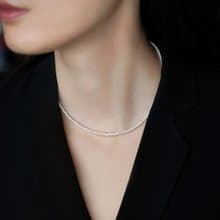 極細珍珠項鏈 未時s925銀強光天然米珠隨形鎖骨項圈女款氣質多用