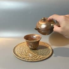 柴燒金彩玫瑰金茶壺 / 小平凡手作