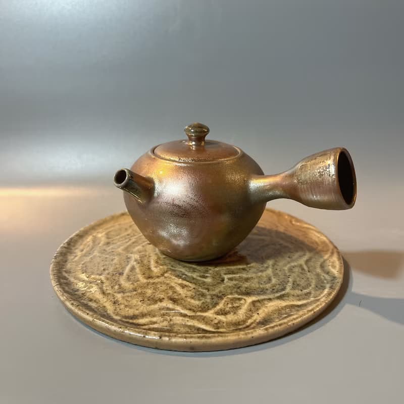 柴燒金彩玫瑰金茶壺 / 小平凡手作