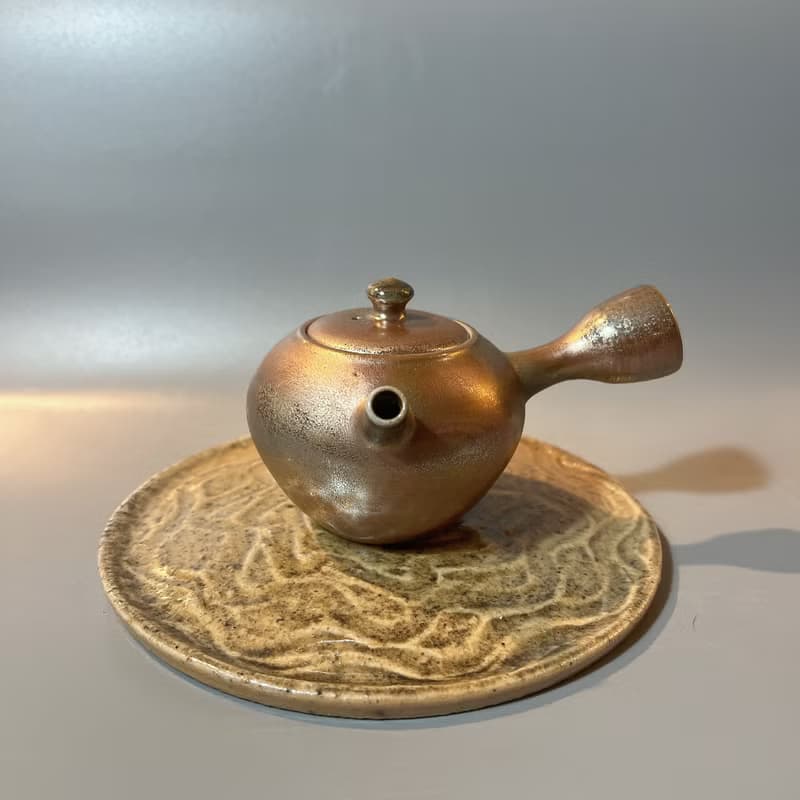 柴燒金彩玫瑰金茶壺 / 小平凡手作