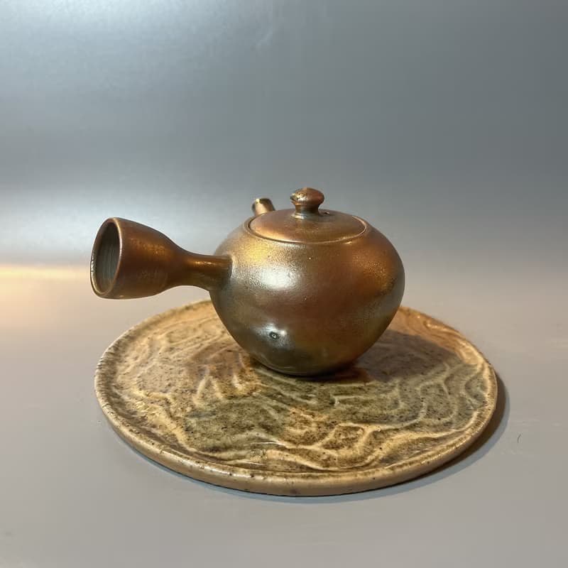 柴燒金彩玫瑰金茶壺 / 小平凡手作