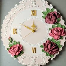 挂钟 Pink wall clock with roses Flower clock Silent wall clock for bedroom