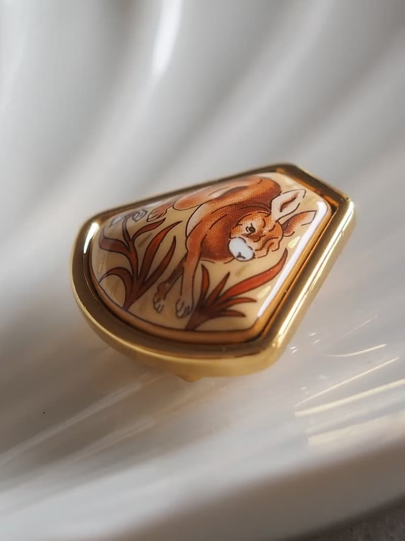 HERMES エルメス エマイユ ラビット イヤリング ゴールド ヴィンテージ