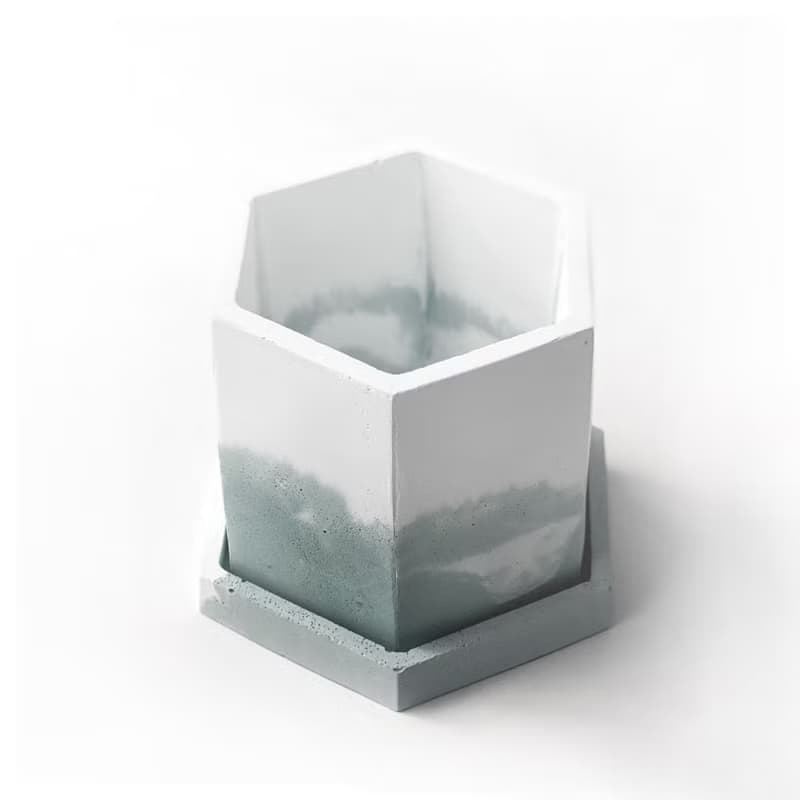 (預購) 莫蘭迪綠系列 | 阿波羅千年木 六邊形雙色水泥觀葉植栽