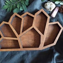 Wooden tray organizer to display jewelry, crystal, trinket storage.