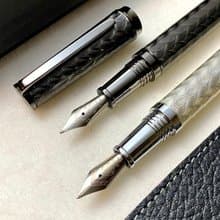 3952老山羊-西拉雅 火焰紋 白水/黑水 鈦尖刀尖(小李飛刀)鋼筆
