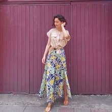 島嶼花卉兩片式開岔褲裙(藍)