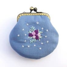 刺繡花口金小物包