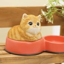 デバリエ ca241y【正規品】猫の置物 茶トラ 小物入れ レジン製 ギフト 最適なプレゼント (餌箱茶トラ)