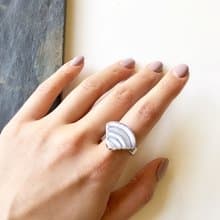 Vintage Mother Of Pearl Silver Statement Ring