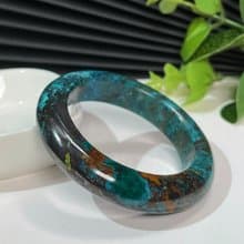 優質美國鳳凰松石手鐲50MM 油畫風小寬條矽孔雀石手環 瓷度高