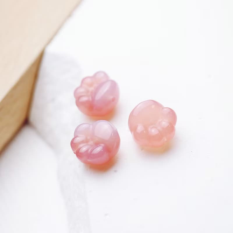小貓肉墊 蜜桃瑪瑙石項鍊 耳環