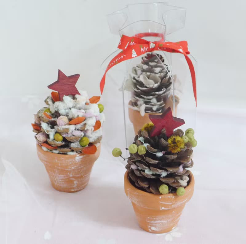 【DIY材料包】親子松果盆花盆栽 開幕店面居家佈置離職退休手作課