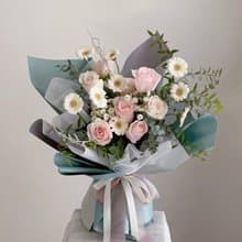 【鮮花】粉色玫瑰太陽花鮮花花束