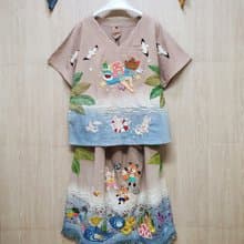 手繡裙 棉布 花卉 兔子 蘑菇 雲朵 彩虹
