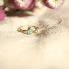 人魚的指輪 珍珠 磷灰石  人魚のオープンリング パール アパタイト Mermaid open ring  pearl & apatite K18