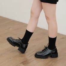 撞色車線小皮鞋 厚底綁帶皮鞋 牛津鞋女鞋