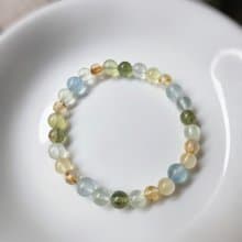 鈦晶 葡萄石  藍綠螢石 綠磷輝 水晶手鍊